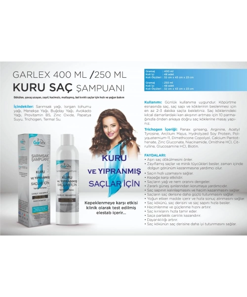 Garlex Sarımsak Şampuanı Kuru ve Yıpranmış Saçlar İçin 250 ml