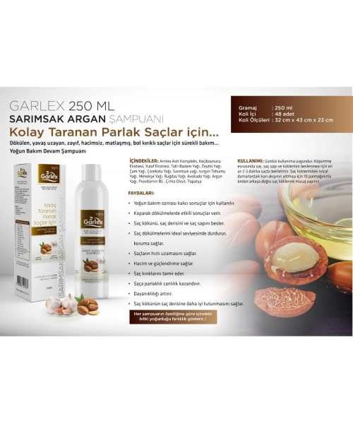 Garlex Sarımsak & Argan Şampuanı 250 ml