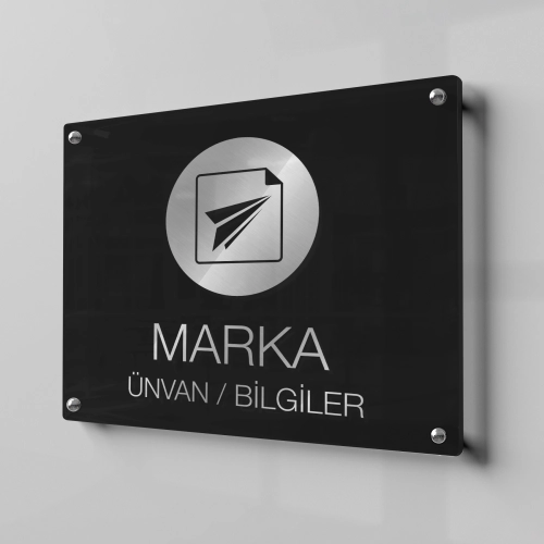 Yaldız Baskılı Pleksi Kapı Tabelası