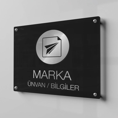 Yaldız Baskılı Pleksi Kapı Tabelası