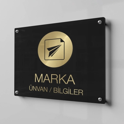 Yaldız Baskılı Pleksi Kapı Tabelası