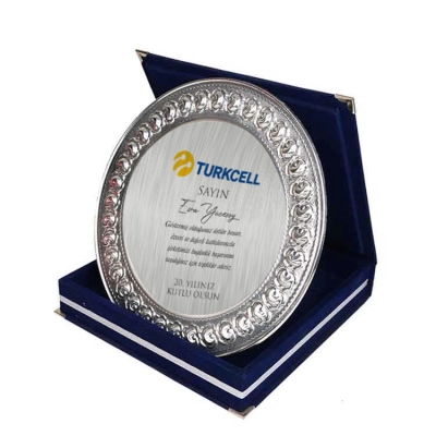 Metal Tabak Baskı (Gümüş)