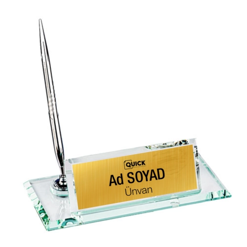 Kalem ve Saatli Cam Masa İsimliği