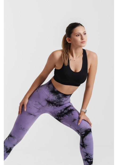 Dikişsiz Push-up Toparlayıcı Mor Batik Tayt