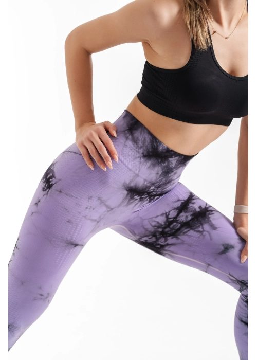 Dikişsiz Push-up Toparlayıcı Mor Batik Tayt