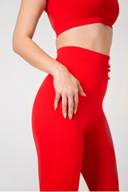 Dikişsiz Push-up Toparlayıcı Kısa Kollu Kırmızı Renk Spor Takım