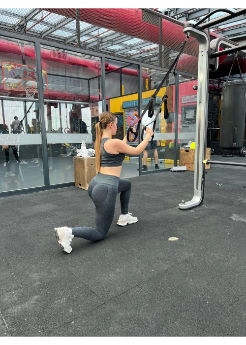 Dikişsiz Push-up Toparlayıcı Antrasit Renk Bra Spor Takım