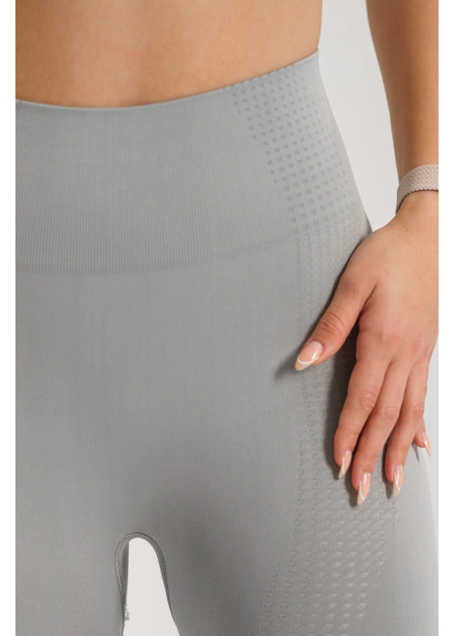 Dikişsiz Pusph-up Toparlayıcı Fitilli Spor Bra Gri Takım