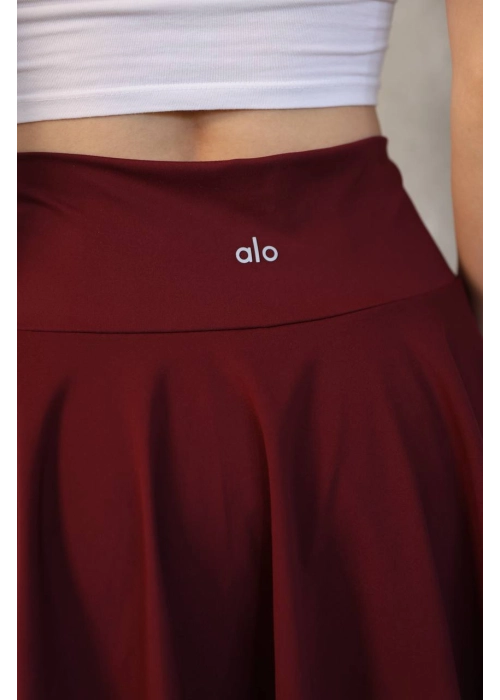 ALO YOGA Etek (Şortlu) & Büstiyer Takım Bordo - Tenis İçin Konforlu Mini Etek