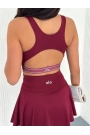 ALO YOGA Etek (Şortlu) & Büstiyer Takım Bordo - Tenis İçin Konforlu Mini Etek