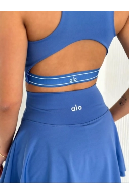 Alo Yoga Şortlu Etek Tulum Büstiyer Mavi Takım