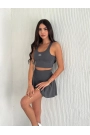 Alo Yoga Şortlu Etek Tulum Büstiyer Antrasit Takım
