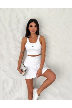 Alo Yoga Şortlu Etek Tulum Büstiyer Beyaz Takım