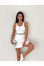 Alo Yoga Şortlu Etek Tulum Büstiyer Beyaz Takım