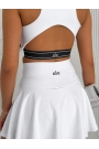 Alo Yoga Şortlu Etek Tulum Büstiyer Beyaz Takım