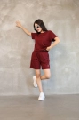 Alo Yoga Şort T-shirt Bordo Takım