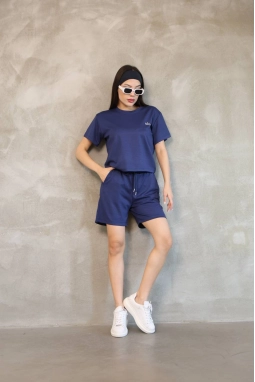 Alo Yoga Şort T-shirt Lacivert Takım