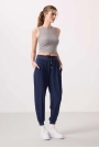 Cepli Standart Kalıp Cepli  Kadın Pantolon İndigo