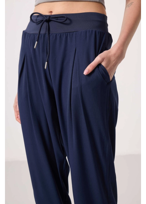 Cepli Standart Kalıp Cepli  Kadın Pantolon İndigo