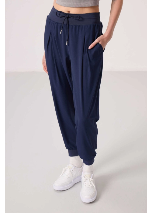 Cepli Standart Kalıp Cepli  Kadın Pantolon İndigo