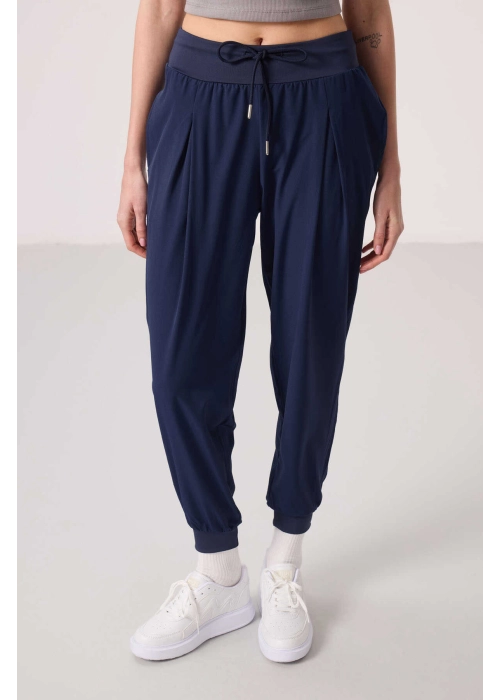 Cepli Standart Kalıp Cepli  Kadın Pantolon İndigo