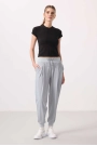 Cepli Standart Kalıp Polyester Taş Renk Kadın Pantolon