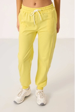 O Yaka Basic Oversize Kadın Limon Eşofman Tunik Takım