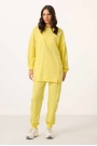 O Yaka Basic Oversize Kadın Limon Eşofman Tunik Takım