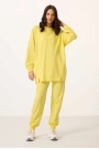 O Yaka Basic Oversize Kadın Limon Eşofman Tunik Takım