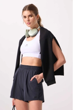 Femora Gizli Cep Fermuarlı Rahat Form Kadın Antrasit Şort 