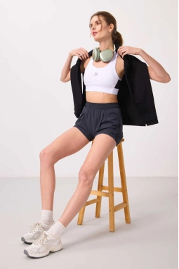 Femora Gizli Cep Fermuarlı Rahat Form Kadın Antrasit Şort 