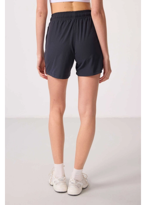 Femora Gizli Cep Fermuarlı Rahat Form Kadın Antrasit Şort 