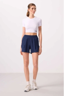 Femora Gizli Cep Fermuarlı Rahat Form İndigo Kadın Şort