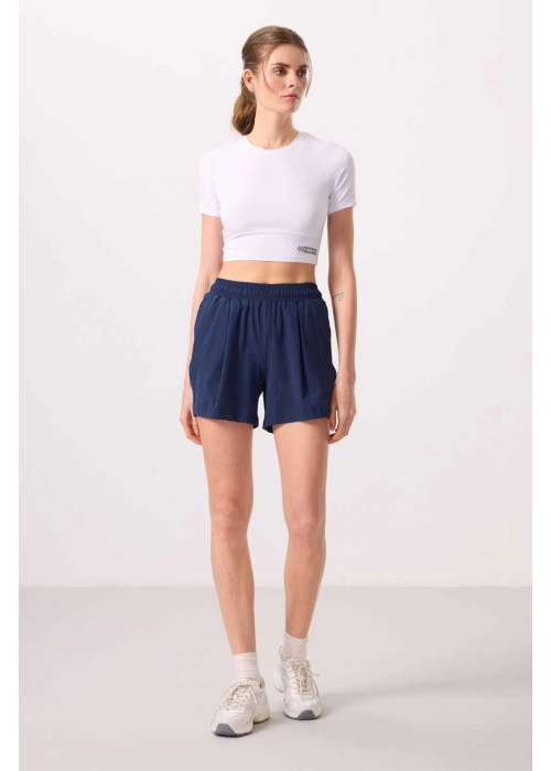 Femora Gizli Cep Fermuarlı Rahat Form İndigo Kadın Şort