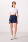 Femora Gizli Cep Fermuarlı Rahat Form İndigo Kadın Şort
