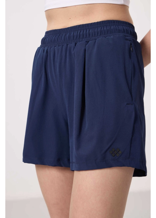 Femora Gizli Cep Fermuarlı Rahat Form İndigo Kadın Şort