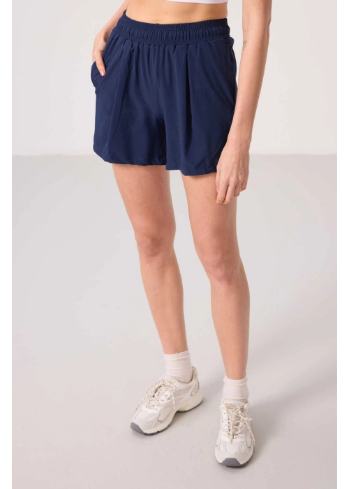 Femora Gizli Cep Fermuarlı Rahat Form İndigo Kadın Şort