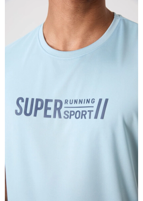 Femora Aktif Spor O Yaka T-Shirt | Nefes Alan Micro Pike Açık Mavi Erkek Tişört - Standart Kalıp