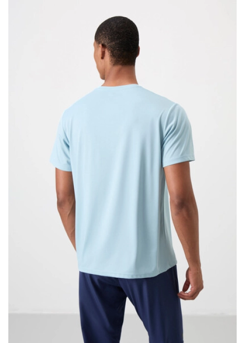 Femora Aktif Spor O Yaka T-Shirt | Nefes Alan Micro Pike Açık Mavi Erkek Tişört - Standart Kalıp