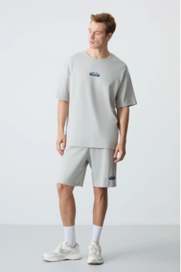 Femora Oversize Taş Rengi Şort Takım | Pamuklu Kalın Dokulu Erkek Basic Takım - Maksimum Konfor!