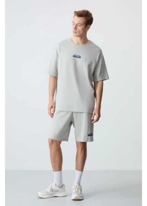 Femora Oversize Taş Rengi Şort Takım | Pamuklu Kalın Dokulu Erkek Basic Takım - Maksimum Konfor!