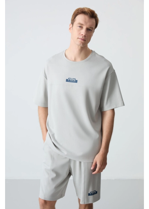 Femora Oversize Taş Rengi Şort Takım | Pamuklu Kalın Dokulu Erkek Basic Takım - Maksimum Konfor!