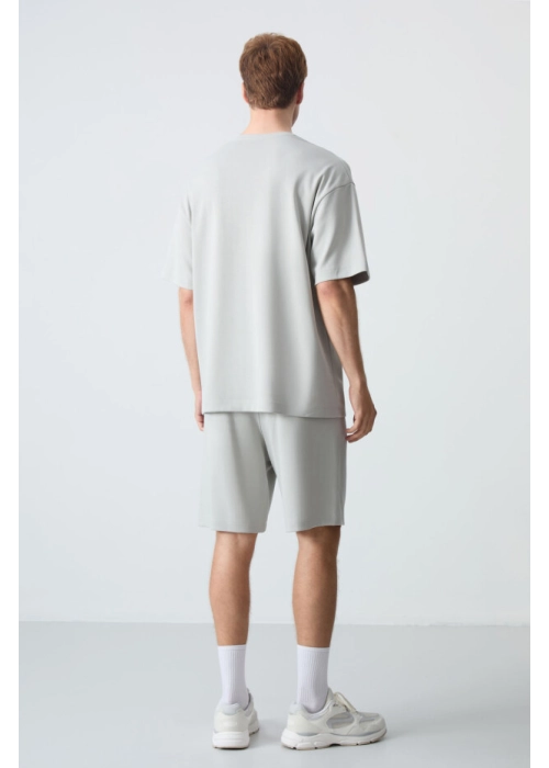 Femora Oversize Taş Rengi Şort Takım | Pamuklu Kalın Dokulu Erkek Basic Takım - Maksimum Konfor!