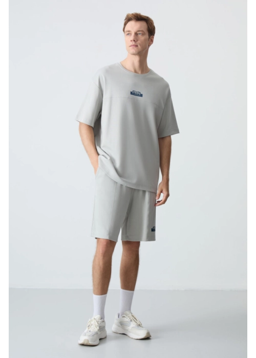 Femora Oversize Taş Rengi Şort Takım | Pamuklu Kalın Dokulu Erkek Basic Takım - Maksimum Konfor!