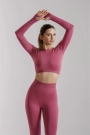 Dikişsiz Push-up Toparlayıcı Uzun Kollu Vişne Rengi Spor Takım