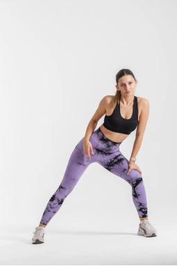 Dikişsiz Push-up Toparlayıcı Mor Batik Tayt