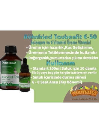 Röhnfried Taubenfit E 50 Selenyum ve E Vitamini Üreme Vitamini 50 ML (Bölünmüş)