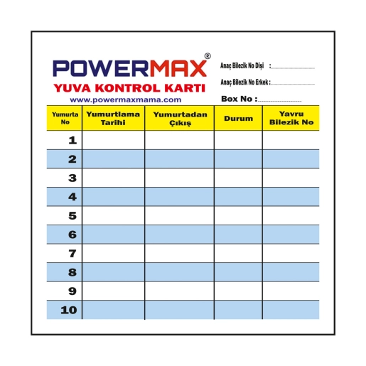 Yuva Kontrol Kartı (10 Adet)