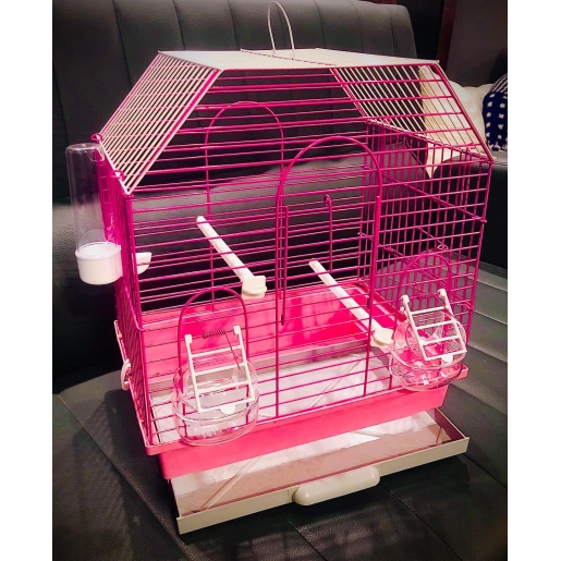 PEMBE RENKLİ EV TİPİ KAFES