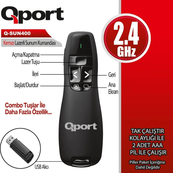 QPORT Q-SUN400 USB Lazer Sunum Kumandası